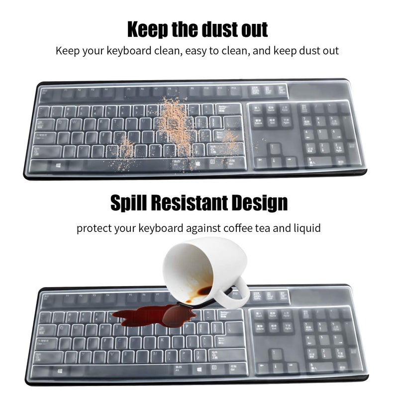 BronaGrand 2 Pack Clear Desktop Computer Keyboard Protection Skin Protector Cover for PC 104/107 Keys Standard Keyboard - Image 4
